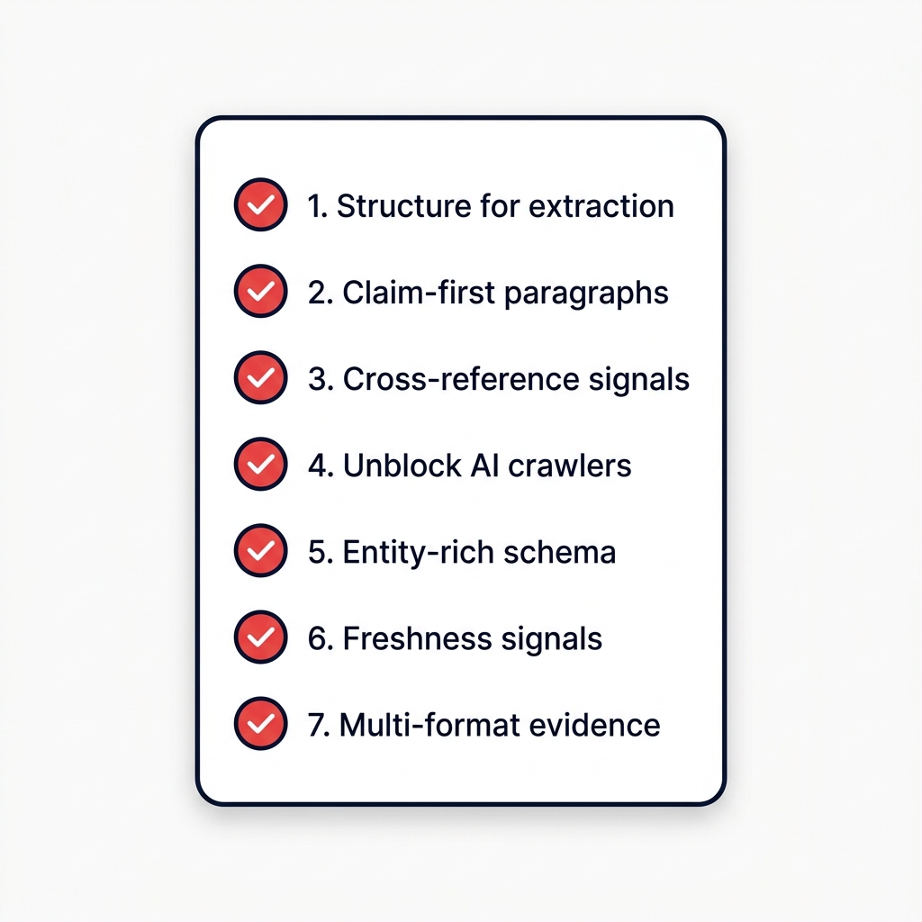 Checklist of the 7 moves to get cited by ChatGPT